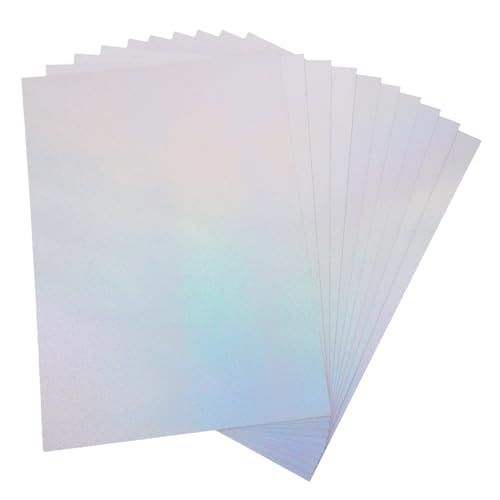 VILLFUL 50 Stück Holografisches Glitzerkartenpapier Spiegelnder Glanz Leicht Für Bastelarbeiten Geburtstag Hochzeit Einladungen Druckerkompatibel Kreativmaterial von VILLFUL