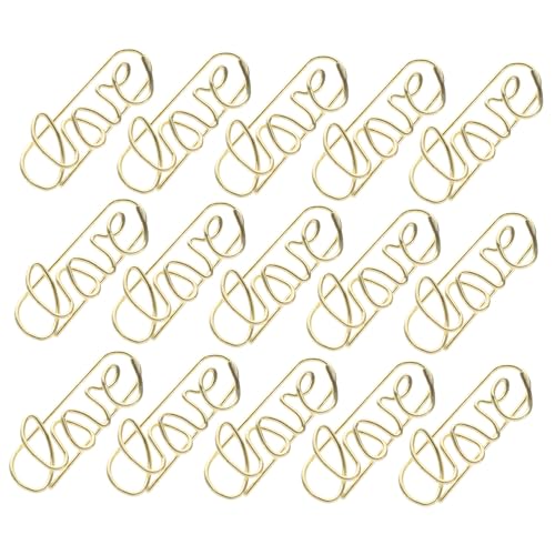 VILLFUL 50 Stück Kreative Goldene Büroklammern aus Metall Flexible Paperclips für Büro und Zuhause Praktische Kleine Papierklammern mit Dekorativem Design von VILLFUL