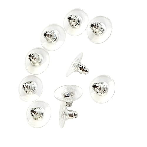 VILLFUL 50 Stück Ohrring Verschlüsse aus Metall mit Kunststoffpolster Weiß Langlebige Ohrstecker Stopper für Schmuckherstellung Ergonomisch und Leicht für Praktischen Einsatz von VILLFUL