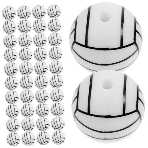 VILLFUL 50 Stück Teiliges Silikon Sports Beads für DIY Schmuckherstellung Langlebige Farbechte Spacer Perlen für Armbänder und Halsketten zum Basteln von Schmuck und Dekorationen von VILLFUL