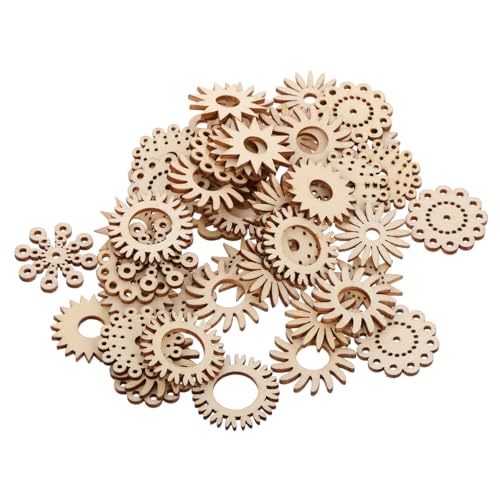 VILLFUL 50 Stück Unbearbeitete Holzblumen Formen für Diy Bastelprojekte Handgemachte Holzdekorationen für Scrapbooking und Home Decor Vielfältige Anwendungen von VILLFUL