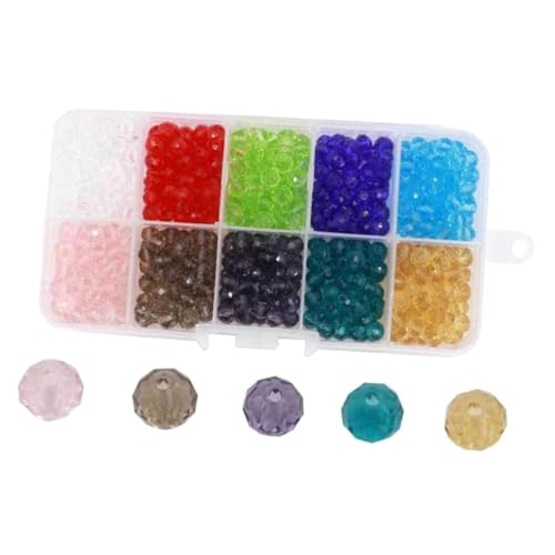VILLFUL 500 Stück Kristall Flache Glasperlen Farben Schmuck Spacer Perlen mit Aufbewahrungsbox für DIY Armbänder Halsketten Basteln Schmuckherstellung von VILLFUL