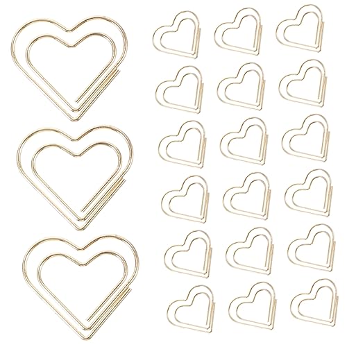 VILLFUL 50Stücke Herzförmige Büroklammern Goldene Dokumentenklammern für Schule und Büro Kreative Klammern für Notizen und Scrapbooking Organisieren von Papieren von VILLFUL