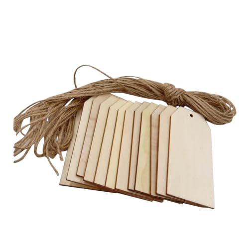 VILLFUL 50Stücke Holz Tags Quadratisch Hängende Anhänger für DIY mit Juteschnur für und Wandgestaltung Bastelprojekte Natürliche Holzoptik von VILLFUL