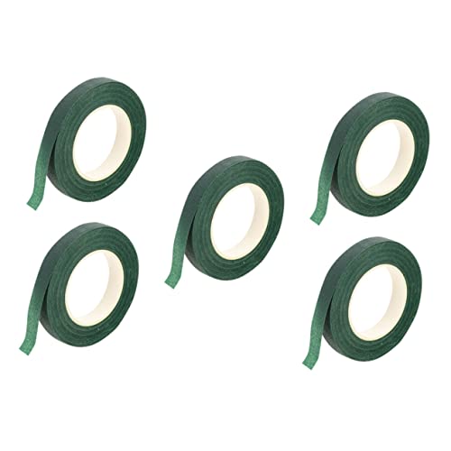 VILLFUL 5Rollen Blumenband Selbstklebendes Grünes Klebeband für Blumenarrangements Vielseitig Einsetzbar Hohe Dehnbarkeit Einfach zu Bedienen für Floristik von VILLFUL