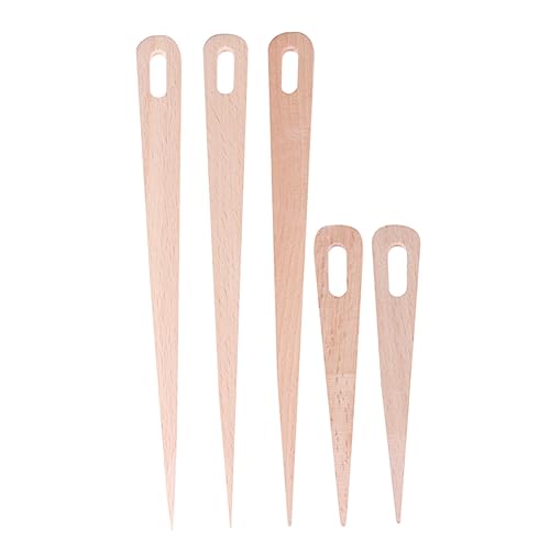 VILLFUL 5Stücke Teiliges Holz Webnadel für DIY Tapisserie Bestehend Großen und Kleinen Nadeln Langlebigem Buchenholz Strick und Webprojekte von VILLFUL