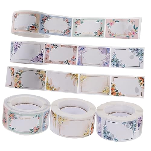 VILLFUL Blanko-namensaufkleber 6 Rollen Etiketten Für Lebensmittelbehälter Gläser Flaschen Mit Floraler Handschrift Wiederverwendbar Langlebig von VILLFUL