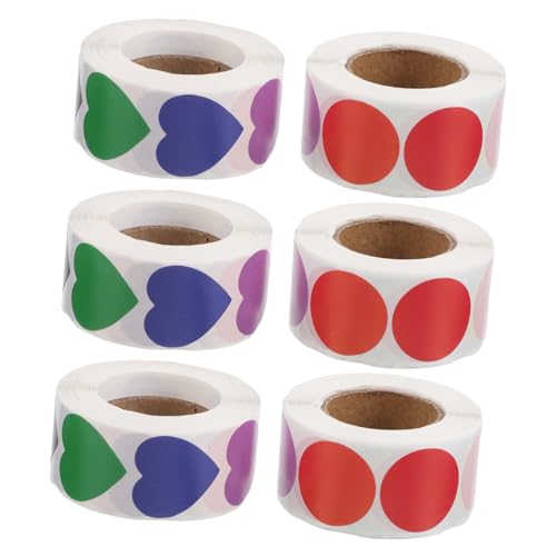 VILLFUL 6 Rollen farbige Aufkleber Valentinstagsname -Labels Aufkleber Herzform Liebesaufkleber Valentinstag-Herz-Aufkleber Aufkleber in Herzform Herzaufkleber klein Kupferplattenaufkleber von VILLFUL