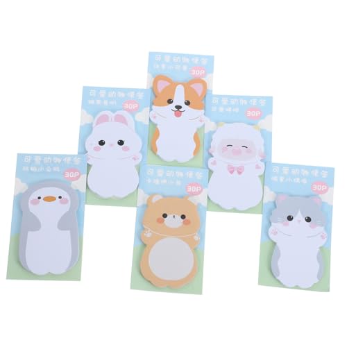 VILLFUL 6 Sätze Kawaii Cartoon Haftnotizen Selbstklebende Notizblöcke für Schule und Büro Tier Memo Sticker für Kreative Dekoration und Organisation Praktische Notizzettel für Studenten von VILLFUL