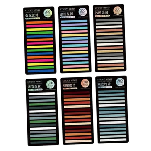 VILLFUL 6 Sätze Sticky Strips Lesezeichen Bunte Index Tabs für Bücher Notizen und Magazine Wiederverwendbare Haftmarker für Schule Büro und Zuhause für Hervorheben Wichtiger Punkte von VILLFUL