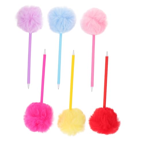 VILLFUL 6 Stück Bunte Flauschige Kugelschreiber mit Flauschigem Pompon Ergonomisch Komfortabel für Schule Büro Schreibbedarf Kreative Dekorative Neuheitsstifte von VILLFUL