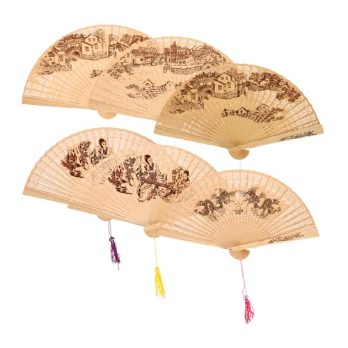 VILLFUL 6 Stück Chinesische Faltfächer aus Holz Vintage Openwork Fächer für Hochzeiten und Dekoration Leicht und Kompakt für Geburtstagsfeiern und Veranstaltungen VILLFUL 6 Stück Chinesische Faltfächer aus Holz Vintage Openwork Fächer für Hochzeiten und Dekoration Leicht und Kompakt für Geburtstagsfeiern und Veranstaltungen von VILLFUL