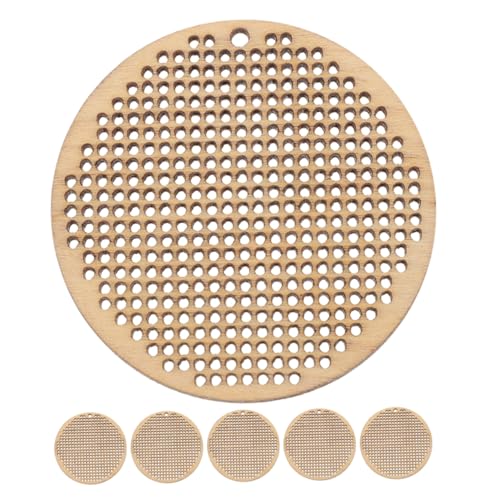 VILLFUL 6 Stück DIY Holz Chips für Kreuzstich Perforierte Holzplatten Rund für Anhänger Schmuck und Lesezeichen Natürlichem Material von VILLFUL