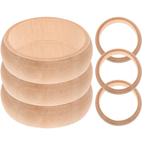 VILLFUL 6 Stück DIY Holzarmband Handgefertigte Armbänder Natürliche Holzarmbänder Holzhandwerk Holzarmreife Holzarmreif Manschette DIY Armbänder Basteln Bemalte Holzarmbänder Holzkreise von VILLFUL