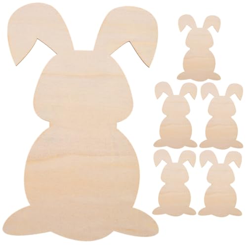 VILLFUL 6 Stück DIY Ostern Holz Hasen Schnitte Unlackierte Holzscheiben für Kreative Bastelarbeiten Osterdeko und Malprojekte für Erwachsene von VILLFUL