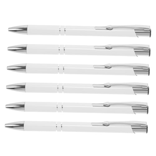 VILLFUL 6 Stück Einziehbare Kugelschreiber aus Metall Ergonomische Schreibgeräte für Büro Schule und Alltag Silberfarbe Praktischer Clip für Einfache Befestigung von VILLFUL