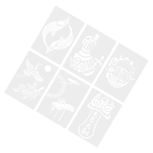 VILLFUL 6 Stück Handgeschriebene Zeitungshohlschablonen, Dekorations Malblock Schablonen Zum Malen Von Drachen, Chinesische Bastelschablonen Für Hohlmalerei, Neujahrs Malvorlagen von VILLFUL