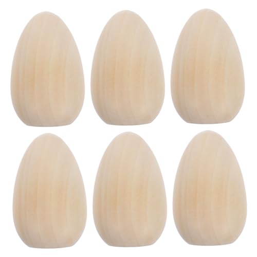 VILLFUL 6 Stück Holz Eier für Ostern Unbemalte Holz Eier zum Dekorieren und Basteln für Kreative Aktivitäten und DIY Projekte Langlebig und Verarbeitet von VILLFUL