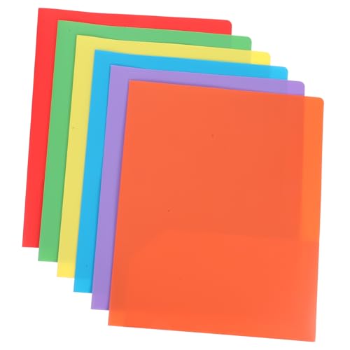 VILLFUL 6 Stück Kunststoff Schnellhefter mit Prongs Zwei Taschen Ordner für Büro Schule und Aktenorganisation Blau Gelb Grün Orange und Rot von VILLFUL