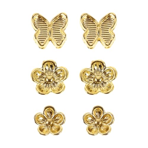 VILLFUL 6 Stück Metallverzierung Blumen und Schmetterlingsdesign für Professionelle Maniküre und Diy Nailart Enthusiasten von VILLFUL