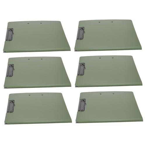 VILLFUL 6 Stück Multifunktionale Klemmbrettmappe mit Teiligem Drehbarem Deckel Horizontal Vertikal Nutzbarem Doppelclip Leichter Organizer für Büro Schule und Meetings in Militärgrün von VILLFUL