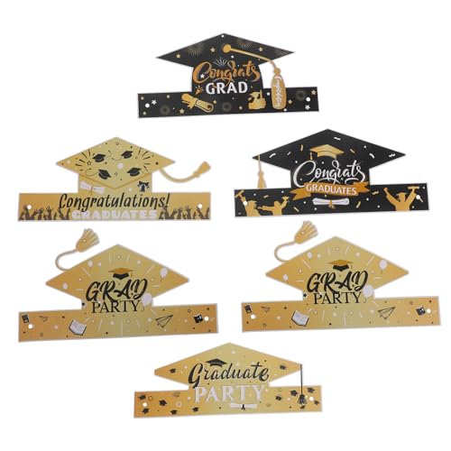 VILLFUL 6 Stück Papier Abschlusskappen Leichte und Bequeme Hut Dekorationen für Abschlussfeiern Kreative Foto Requisiten und Abschluss Accessoires für Unvergessliche von VILLFUL