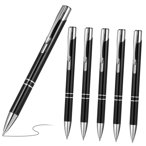 VILLFUL 6 Stück Retractable Kugelschreiber aus Metall Schreibutensilien für Schule und Büro Schwarz mit Clip für Notizbuch und Tasche Langlebig und Komfortabel Hand von VILLFUL