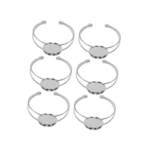 VILLFUL 6 Stück Runde Kupfer Armband Basis Y Form Verstellbar DIY Schmuckherstellung Anhänger Zubehör Silberfarben Langlebig Rostfrei von VILLFUL