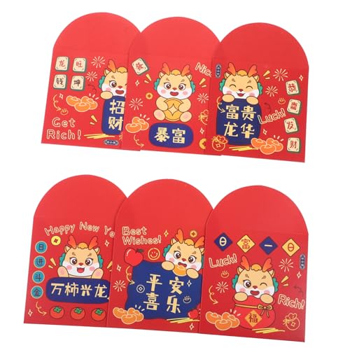 VILLFUL 6 Stück Teiliges Chinesische Glücksgeldumschläge Drachenjahr Kartonpapier Langlebig Vielseitig für Geldgeschenke und Dekoration zum Frühlingsfest VILLFUL 6 Stück Teiliges Chinesische Glücksgeldumschläge Drachenjahr Kartonpapier Langlebig Vielseitig für Geldgeschenke und Dekoration zum Frühlingsfest von VILLFUL