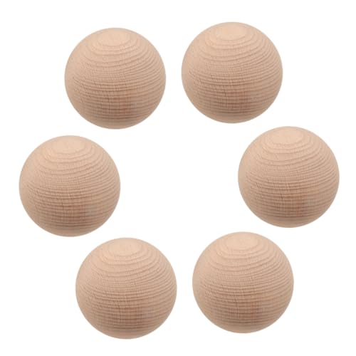 VILLFUL 6 Stück Teiliges Naturbelassene Buchenholz Croquet Kugeln Vielseitige Outdoor-holzspielbälle für Garten und Strand Diy-fähige Glatte Holzkugeln für Familienspiele und Teambuilding von VILLFUL
