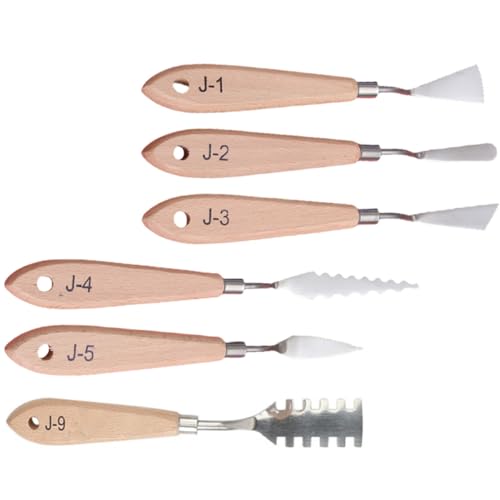 VILLFUL 6 Stück Teiliges Ölmalerei Spachtel Professionelle Malmesser mit Holzgriff für Farbmischung und Kunstbedarf Geeignet für Anfänger und Profis VILLFUL 6 Stück Teiliges Ölmalerei Spachtel Professionelle Malmesser mit Holzgriff für Farbmischung und Kunstbedarf Geeignet für Anfänger und Profis von VILLFUL