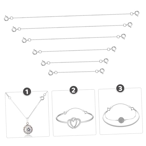 VILLFUL 6 Stück Teiliges Silbernes Armband Halskettenverlängerung für DIY Schmuckherstellung Vielseitige Klassisches Design zum Basteln und Personalisieren VILLFUL 6 Stück Teiliges Silbernes Armband Halskettenverlängerung für DIY Schmuckherstellung Vielseitige Klassisches Design zum Basteln und Personalisieren von VILLFUL