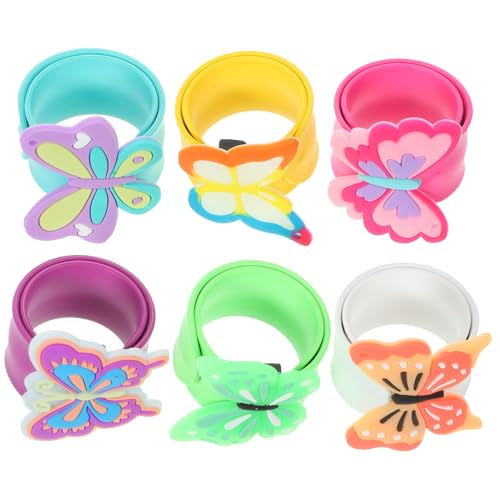 VILLFUL 6 Stück Teiliges Silikon Schnapparmband Schmetterling Motiv Leichtes Sicheres Party Armband Für Kindergeburtstag Festival Mädchen Jungen von VILLFUL