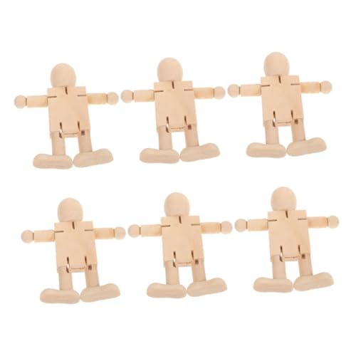 VILLFUL 6 Stück Teiliges Unvollendete Holzroboter Figuren für DIY Malerei Pädagogisches Bastelspielzeug Kreativität und Motorischen Fähigkeiten von VILLFUL