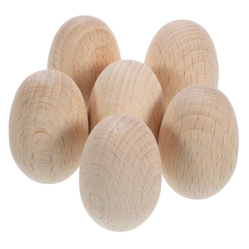 VILLFUL 6 Stück Unfinished Wooden Eggs Mini Künstliche Holz Eier zum Bemalen DIY Osterdekoration für Kreative Bastelprojekte für Erwachsene von VILLFUL