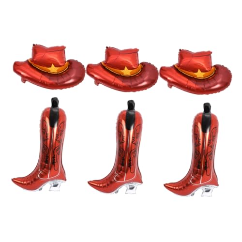 VILLFUL 6 Stück Western Cowboyhut Ballon Aufblasbare Folienballons Cowboy-Luftballons Partydekorationen im Cowgirl-Stil Partyballons im Western-Stil Westernballons Aluminiumfolie Braun von VILLFUL
