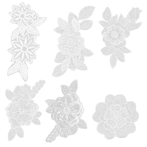 VILLFUL 6 x Spitzenaufnäher, Blumenapplikationen, zum Aufbügeln für Jeans, Stickerei, Sonnenblumen-Dekorationen, Spitze, Blumenaufnäher, Ornamente, Braut, Stoff, Blumen, Weiß VILLFUL 6 x Spitzenaufnäher, Blumenapplikationen, zum Aufbügeln für Jeans, Stickerei, Sonnenblumen-Dekorationen, Spitze, Blumenaufnäher, Ornamente, Braut, Stoff, Blumen, Weiß von VILLFUL