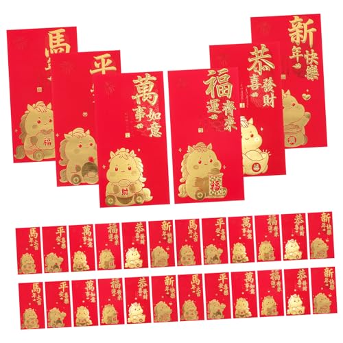 VILLFUL 60 Kreative Rote Umschläge Für Das Jahr Des Pferdes Neujahrsgeldpaket Rote Neujahrspakete Traditionelle Li Xi Pakete Tischstreuumschläge Li Xi Umschläge Aus Papier von VILLFUL