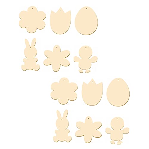 VILLFUL 60 Sätze Easter DIY Holzanhänger Set Teilig Verschiedene Designs für Kreative Bastelprojekte Fröhliche Dekoration für Ostern Festliche von VILLFUL