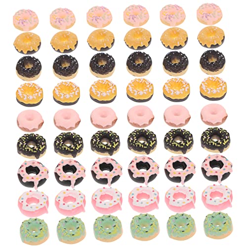 VILLFUL 60 Stück Donut Figuren DIY Kunstharz Verzierungen für Handyhüllen und Bastelprojekte Realistische Nachbildung von Süßen Donuts Vielseitige Dekoration für Anwendungen von VILLFUL