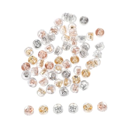 VILLFUL 60 Stück Goldfarbene Silikon Ohrstecker Verschlüsse Weiche Anti-rutsch Ohrstecker Stopper Stabiler Sitz Transparent von VILLFUL
