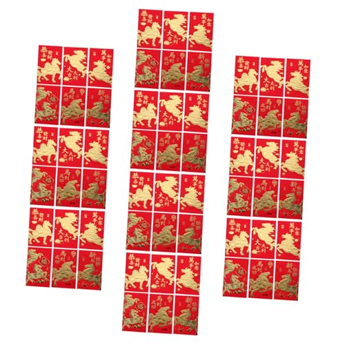VILLFUL 60 Stück Kreative Rote Umschläge Für Das Jahr Des Pferdes 2026 Neujahr Hongbao Rote Taschenumschläge Roter Chinesischer Umschlag Roter Paketumschlag Festival Umschlag Papier von VILLFUL