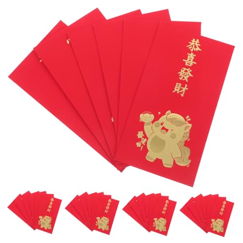 VILLFUL 60 Stück Lunar Year Umschläge Kreative Rote Hongbao Umschläge für Tischdeko Jahr Des Pferdes Glücksumschläge für Asiatische Neujahrsfeiern und Festliche Anlässe von VILLFUL