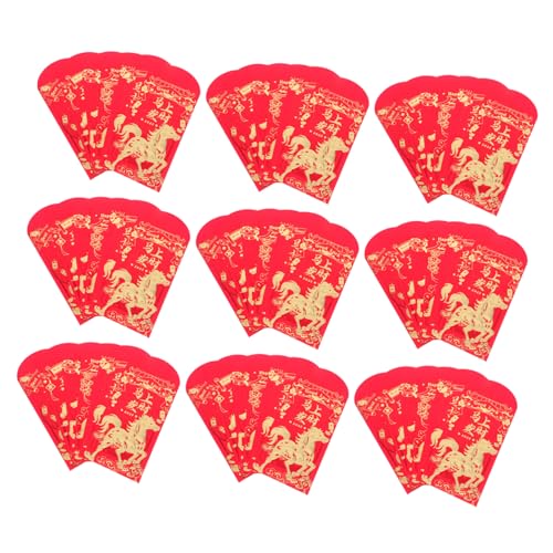 VILLFUL 60 Stück Rote Umschläge Jahr Des Pferdes Traditionelle Lunar Year Geldumschläge mit Elegantem Goldmuster Robuste Hong Bao für Frühlingsfest Hochzeiten Geburtstage und Segenswünsche von VILLFUL