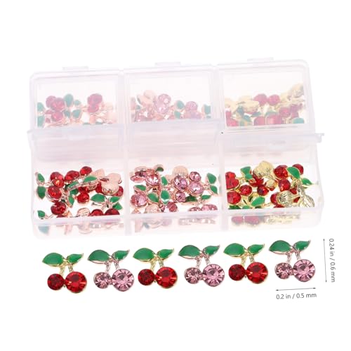 VILLFUL 60 Stück Teiliges Kirsch Nageldesign Schmuck DIY Nail Art Zubehör für Glitzer Maniküre Dekoration von VILLFUL
