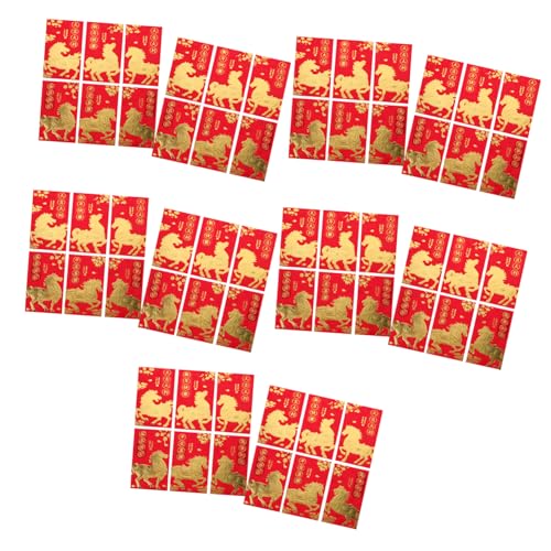 VILLFUL 60 Stück Teiliges Rote Umschläge Jahr Des Pferdes Traditionelle Chinesische Geldumschläge aus Stabilem für Neujahrsfest Hochzeit Geburtstag Kreative Hong Bao Geldtaschen von VILLFUL