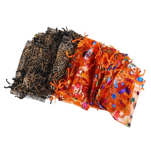 VILLFUL 60stücke Spinnen-partytüten Halloween Mesh Taschen Mit Kürbisdruck Organza Kordelzug Beutel Für Süßigkeiten Party Favors Snacks Urlaub Verpackung von VILLFUL