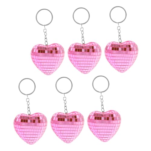 VILLFUL 6Stücke Herzförmige Spiegel Disco Ball Schlüsselanhänger Kreative Taschenanhänger für Partys Dekoration Geschenkidee für Freunde und Glänzendes Design für Besondere von VILLFUL