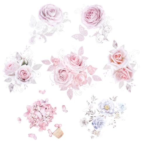 VILLFUL 7 Blätter Blumen Themen Bügelbilder für T Shirts Waschbare Heat Transfer Aufkleber für Textilien für Canvas Einfach zu Verwenden mit Bügeleisen oder Transfermaschine von VILLFUL