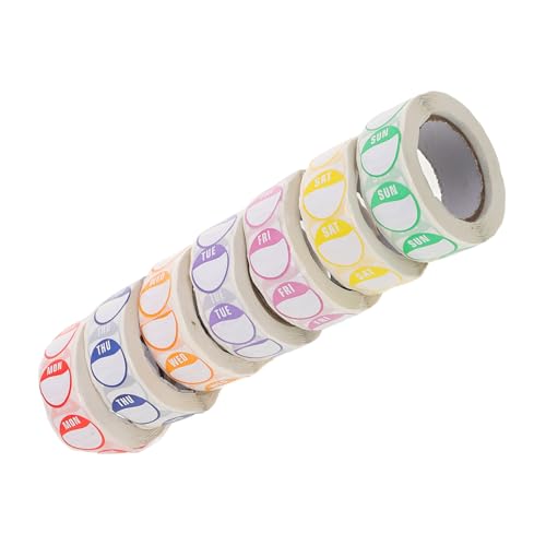 VILLFUL 7 Rollen Wochentagsaufkleber Selbstklebend Runde Tagesetiketten aus Beschichtetem Papier für Zeitmanagement Inventar Lebensmittelverpackung Langlebig und Sichtbar VILLFUL 7 Rollen Wochentagsaufkleber Selbstklebend Runde Tagesetiketten aus Beschichtetem Papier für Zeitmanagement Inventar Lebensmittelverpackung Langlebig und Sichtbar von VILLFUL